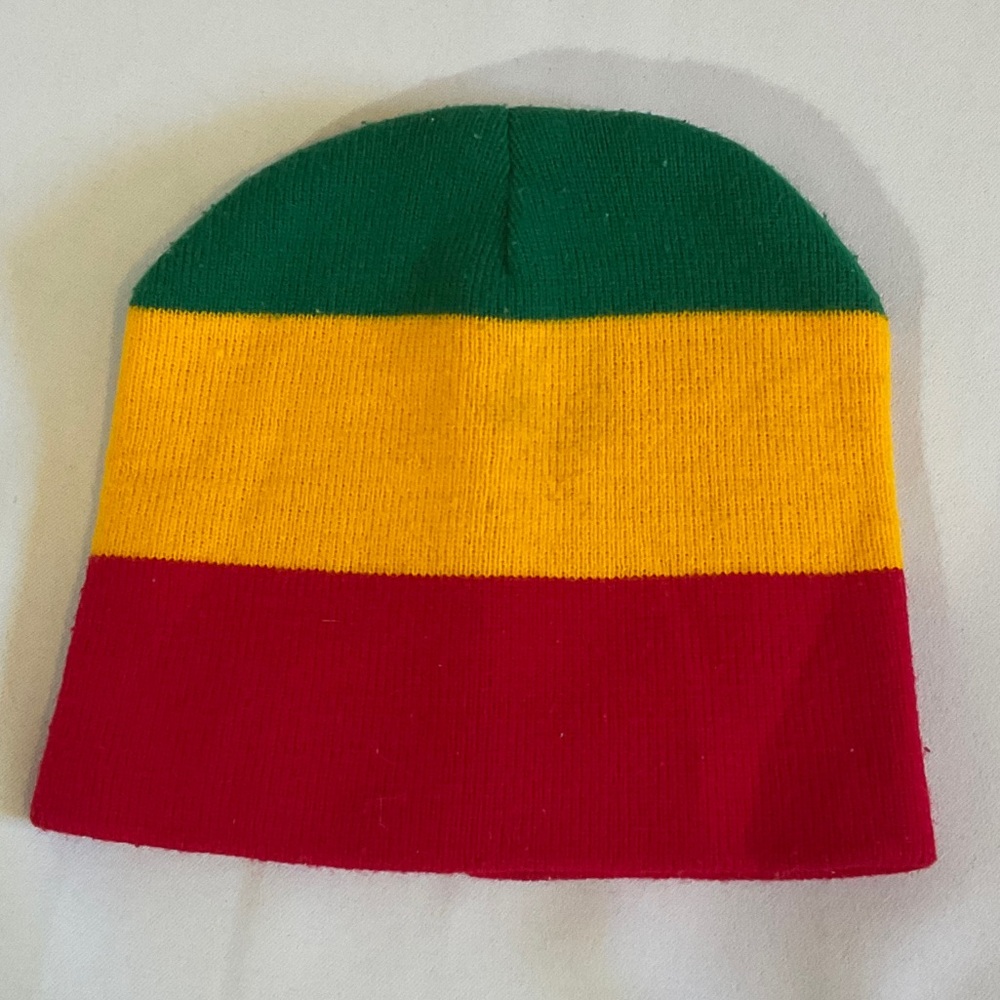 Kids Colorblock Beanie Hat in Green, Yellow & Red